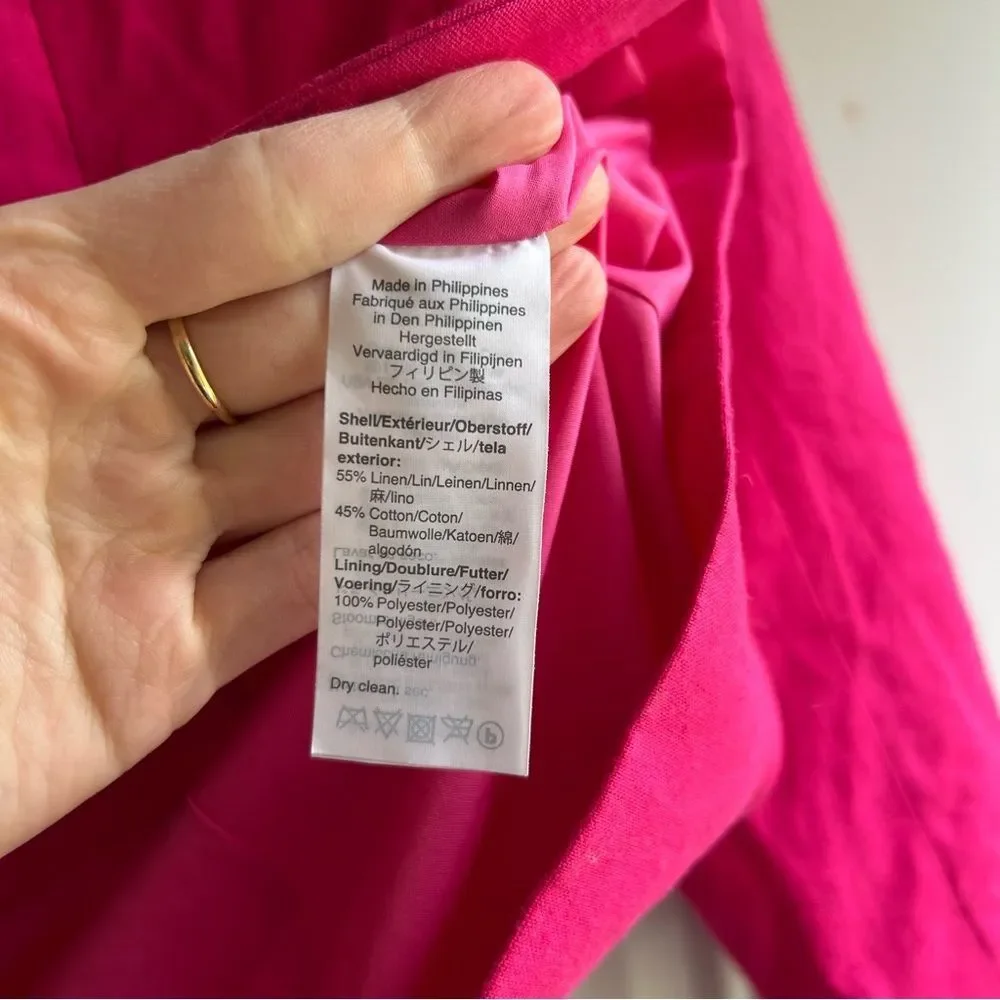 J. Crew Linen Blend One Button Blazer in Pink
